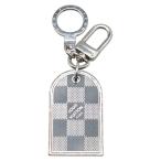 ルイ ヴィトン ダミエ ポルト クレ ポルト アドレス チャーム キーリング M65770 シルバー ブラック メタル LOUIS VUITTON 【中古】