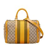  Gucci GG парусина Sherry линия Mini сумка "Boston bag" сумка на плечо 2WAY 247205 бежевый желтый парусина GUCCI [ б/у ]
