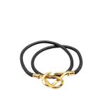 エルメス ジャンボ チョーカー ブレスレット ブラック ゴールド レザー メッキ レディース HERMES 【中古】