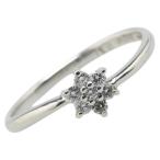 Pt950 プラチナ ダイヤ0.11ct 花 フラワー モチーフ リング 指輪 レディース 8号 中古