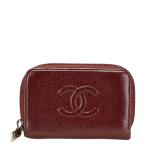  Chanel здесь Mark футляр для карточек wine red кожа женский CHANEL [ б/у ]