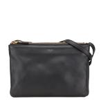 セリーヌ トリオ スモール 斜め掛け ショルダーバッグ ブラック レザー レディース CELINE 【中古】