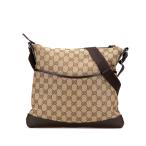 グッチ GGキャンバス 斜め掛け ショルダーバッグ 145857 ベージュ ブラウン キャンバス レザー レディース GUCCI 【中古】