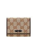  Gucci GG парусина Logo plate футляр для карточек 131886 бежевый темно-коричневый парусина кожа женский GUCCI [ б/у ]