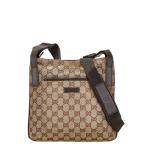 グッチ GGキャンバス ショルダーバッグ 122793 ベージュ ブラウン キャンバス レザー レディース GUCCI 【中古】
