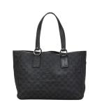 グッチ GGキャンバス トートバッグ 113017 ブラック キャンバス レザー レディース GUCCI 【中古】
