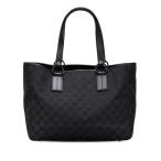 グッチ GGキャンバス トートバッグ ハンドバッグ ブラック キャンバス レザー レディース GUCCI 【中古】