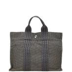 エルメス エールラインPM ハンドバッグ トートバッグ グレー キャンバス レディース HERMES 【中古】