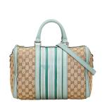 グッチ GGキャンバス ハンドバッグ ショルダーバッグ 2WAY 247205 ベージュ ブルー キャンバス レザー レディース GUCCI 【中古】