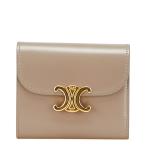 セリーヌ トリオンフ 三つ折り財布 グレージュ レザー レディース CELINE 【中古】
