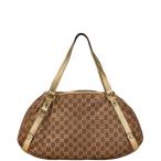 ショッピングＧＧキャンバス グッチ GGキャンバス アビー トートバッグ ハンドバッグ 130736 ブラウン ゴールド キャンバス レザー レディース GUCCI 【中古】