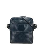 ショッピングボッテガヴェネタ ボッテガヴェネタ イントレチャート 斜め掛け ショルダーバッグ ネイビー レザー レディース BOTTEGAVENETA 【中古】