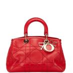 ディオール グランヴィル カナージュ ハンドバッグ レッド レザー レディース Dior 【中古】