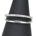 K10WG ホワイトゴールド ダイヤ0.18ct 一文字 リング 指輪 レディース 13号 中古