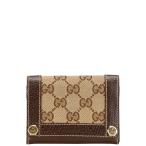  Gucci GG парусина футляр для визитных карточек 154165 бежевый Brown парусина кожа женский GUCCI [ б/у ]