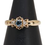 ショッピングマリン K18YG イエローゴールド アクアマリン ダイヤ0.05ct リング 指輪 レディース 11.5号 中古