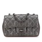 シャネル ミニ マトラッセ 20 ココマーク チェーンショルダーバッグ シルバー グレー キャビアスキン レディース CHANEL 【中古】