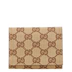  Gucci GG парусина футляр для карточек чехол для пропуска 120965 бежевый Brown парусина кожа женский GUCCI [ б/у ]