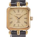 グッチ 腕時計 ベルト社外品 クオーツ ゴールド文字盤 ステンレススチール レザー レディース GUCCI 【中古】