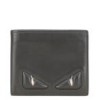 ショッピングフェンディ フェンディ バグズアイ 札入れ 二つ折り財布 7M0169 グレー レザー レディース FENDI 【中古】