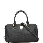  M si- M Visee tos Logo грамм сумка "Boston bag" сумка на плечо 2WAY черный нейлон кожа женский MCM [ б/у ]