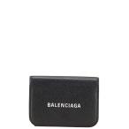 バレンシアガ ロゴ コンパクトウォレット 三つ折り財布 593813 ブラック レザー レディース BALENCIAGA 【中古】