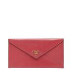 ショッピングプラダ プラダ エンベロープ 長財布 ピンク レザー レディース PRADA 【中古】