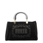 ショッピングフェイラー フェイラー ロゴ トートバッグ ブラック コーデュロイ レディース FEILER 【中古】