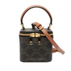  Celine Trio mf косметичка сумка на плечо 2WAY черный Brown PVC кожа женский CELINE [ б/у ]