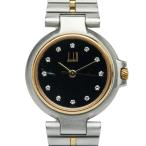 ダンヒル 12Pダイヤ 腕時計 クオーツ ブラック文字盤 ステンレススチール メッキ レディース Dunhill 【中古】