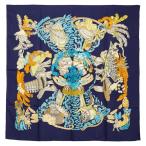 ショッピングHERMES エルメス カレ90 chapeau! 脱帽 スカーフ ネイビー マルチカラー レディース HERMES 【中古】