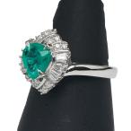 ショッピングPT Pt900 プラチナ エメラルド1.12ct ダイヤ0.39ct リング 指輪 レディース 12号 中古