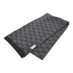 ショッピングＧＧ グッチ GGパターン リバーシブル マフラー グレー ブラック ウール レディース GUCCI 【中古】