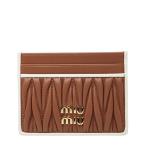 ミュウミュウ マテラッセ カードケース パスケース ブラウン ホワイト レザー レディース MIUMIU 【中古】