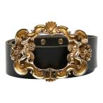 ドルチェアンドガッバーナ DGロゴ エンジェル スタッズ ベルト サイズ：85 34 ブラック レザー レディース DOLCE&GABBANA 【中古】