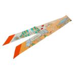 エルメス ツイリー LES FOLIES DU CIEL 大空の狂気 スカーフ オレンジ マルチカラー レディース HERMES 【中古】