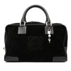 ショッピングロエベ ロエベ アナグラム アマソナ36 ハンドバッグ ブラック スウェード レザー レディース LOEWE 【中古】