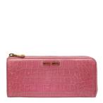 ミュウミュウ クロコ型押し 長財布 ピンク レザー レディース MIUMIU 【中古】