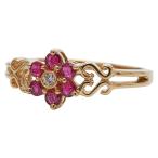 ショッピングルビー K18YG イエローゴールド ルビー0.29ct ダイヤ0.02ct リング 指輪 レディース 11号 中古