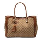 グッチ GGキャンバス バンブー ベラ ショルダーバッグ トートバッグ 269945 ベージュ ブラウン キャンバス レザー  GUCCI 【中古】