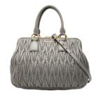 ミュウミュウ マテラッセ ハンドバッグ ショルダーバッグ 2WAY RLN061 グレー レザー レディース MIUMIU 【中古】