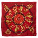 エルメス カレ90 LIFT PROFILE スカーフ レッド マルチカラー シルク レディース HERMES 【中古】