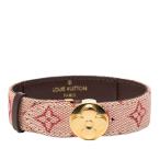 ルイ ヴィトン モノグラム ミニ グッドラックブレス ブレスレット M64459 ベージュ レッド キャンバス レザー LOUIS VUITTON 【中古】