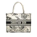 ショッピングdior ディオール ブックトート ミディアム ディオール ゾディアック トートバッグ ホワイト ブラック キャンバス レディース Dior 【中古】