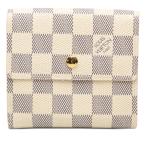 ルイ ヴィトン ダミエ アズール ポルトフォイユ エリーズ 二つ折り財布 N61733 ホワイト PVC レザー レディース LOUIS VUITTON 【中古】