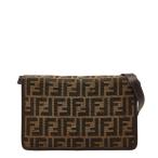フェンディ ズッカ ショルダーバッグ ブラウン キャンバス レザー レディース FENDI 【中古】