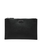  Prada треугольник Logo plate клатч ручная сумочка сумка черный safia-no кожа мужской PRADA [ б/у ]