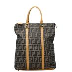 フェンディ ズッカ トートバッグ ハンドバッグ ブラウン ベージュ キャンバス レザー レディース FENDI 【中古】