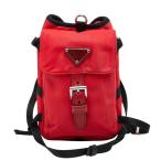  Prada Re-Nylon треугольник Logo plate собака Harness красный нейлон кожа унисекс PRADA [ б/у ]