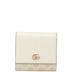 グッチ GGスプリーム GGマーモント 二つ折り財布 598587 ベージュ ホワイト PVC レザー レディース GUCCI 【中古】